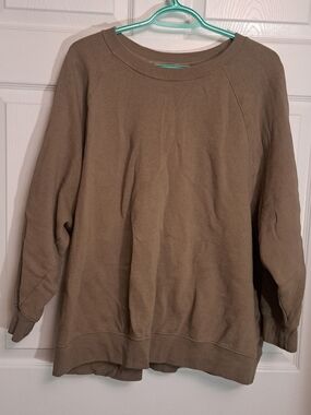Old Navy Women's Scoop Neck Sweatshirt Taupe Brown Casual Simple Size XL 14/16